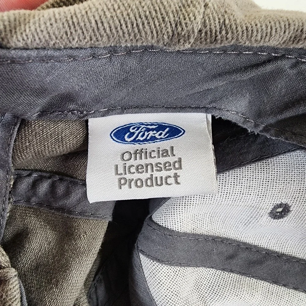 Built Ford Tough Logo Gray Adjustable Hat Vintage Dad Mom Workwear - Picture 10 of 10